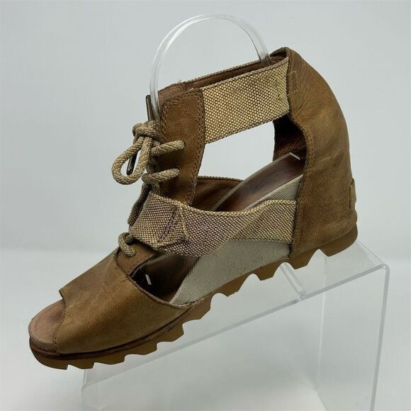 Sorel Women's Joanie Caged Wedge Lace Up Sandals Brown Size 10 Summer Casual - Picture 3 of 14